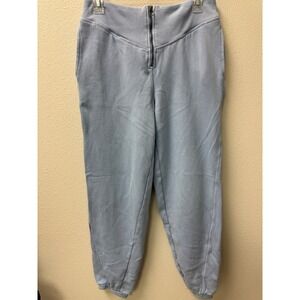 Aerie Womens Medium Joggers Blue Zipper High Waist Sweatpants Athleisure Lounge